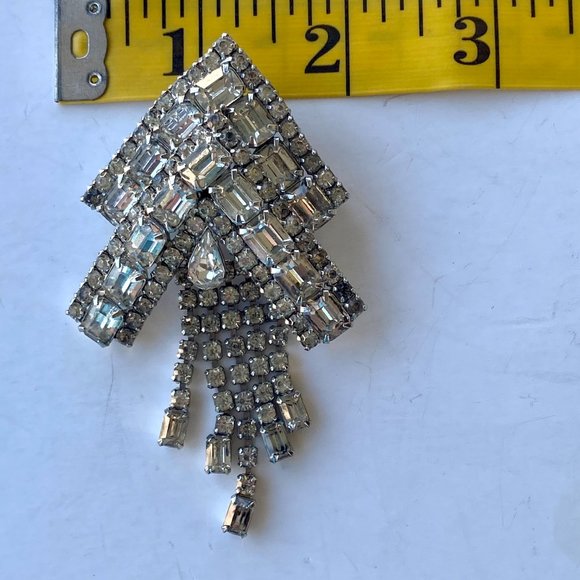 Kramer Chevron Ornate Rhinestones Brooch with Dangles - Picture 9 of 9